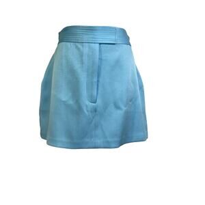 Alex Perry Lark Mini Skirt Blue Satin Crepe